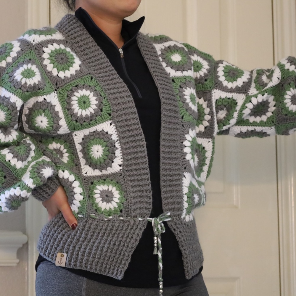 Handmade crochet Granny Square Cardigan jacket